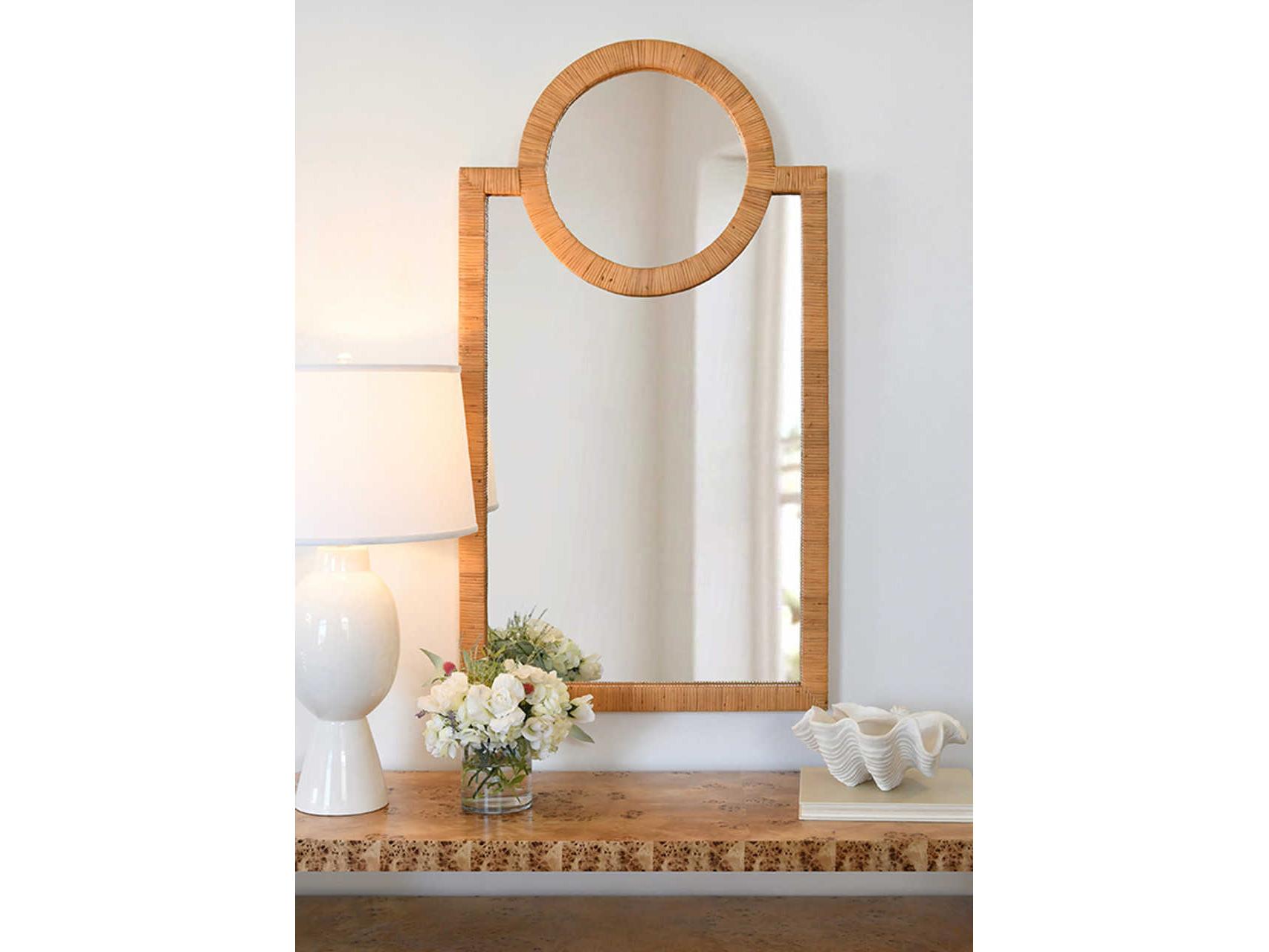 Worlds Away Rattan Wrapped Wall Mirror