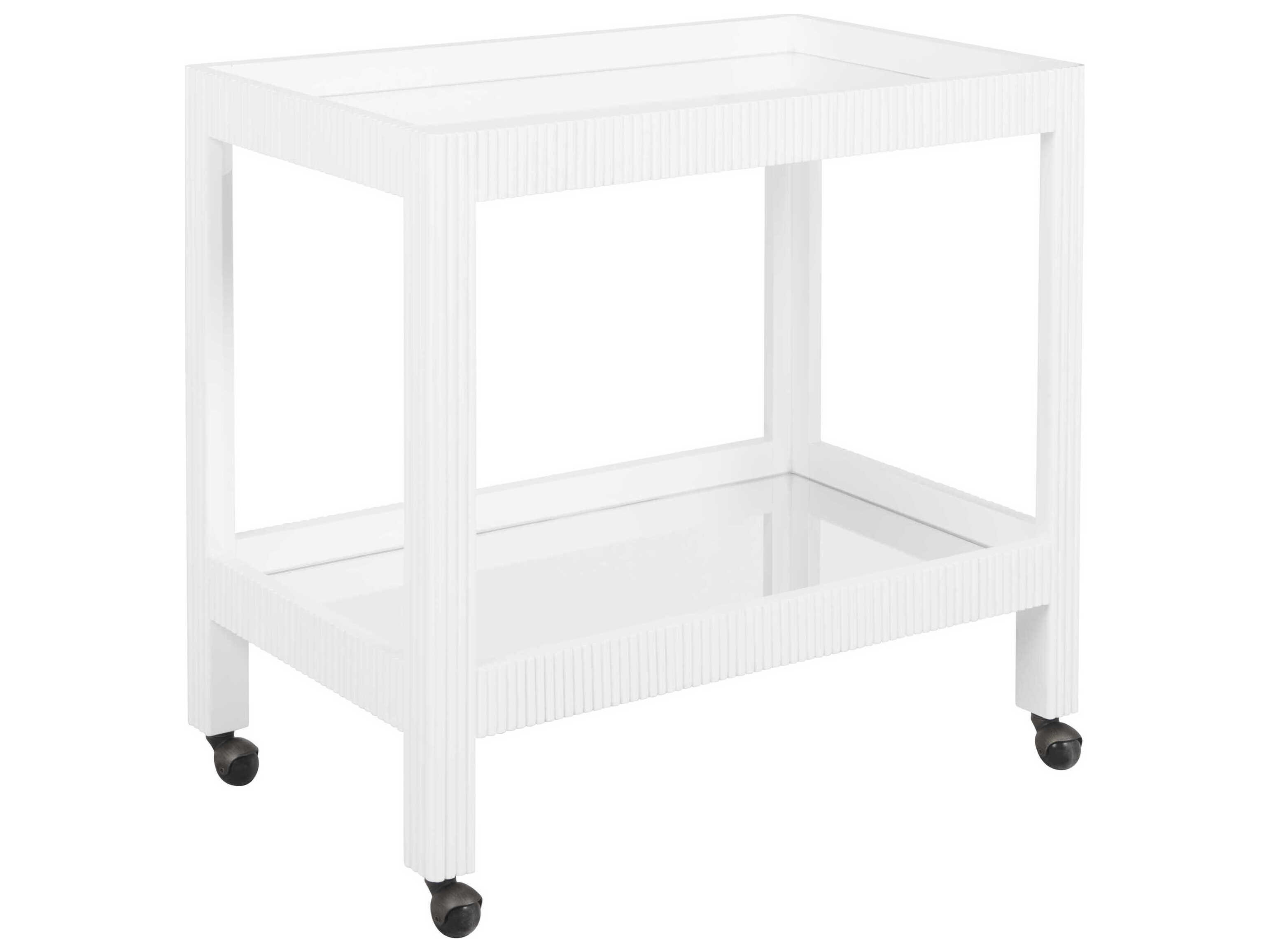 Worlds Away Glass White Washed Oak Bar Cart