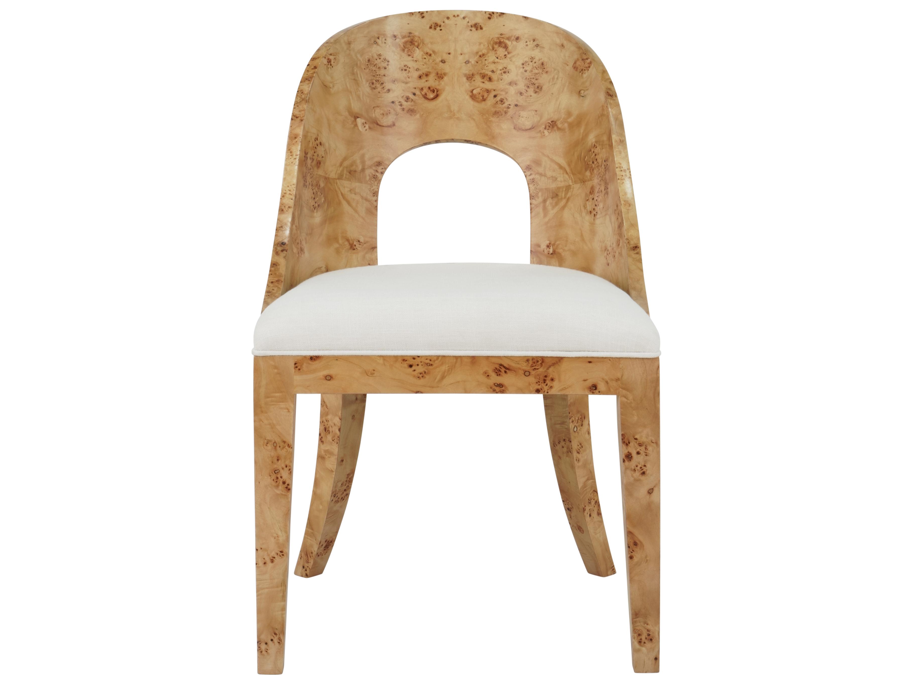 Worlds Away Burlwood Brown Upholstered Arm Dining Chair