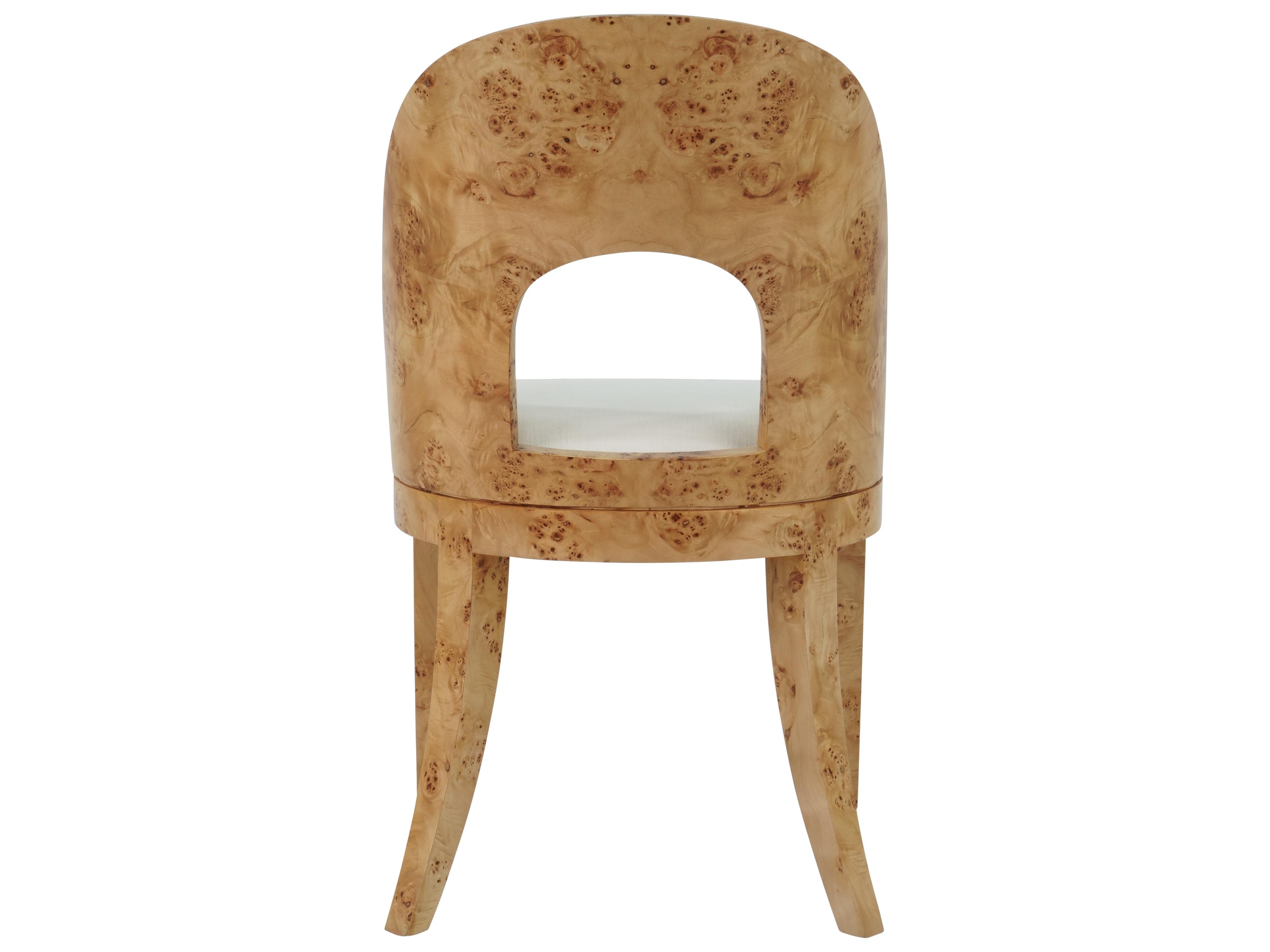 Worlds Away Burlwood Brown Upholstered Arm Dining Chair