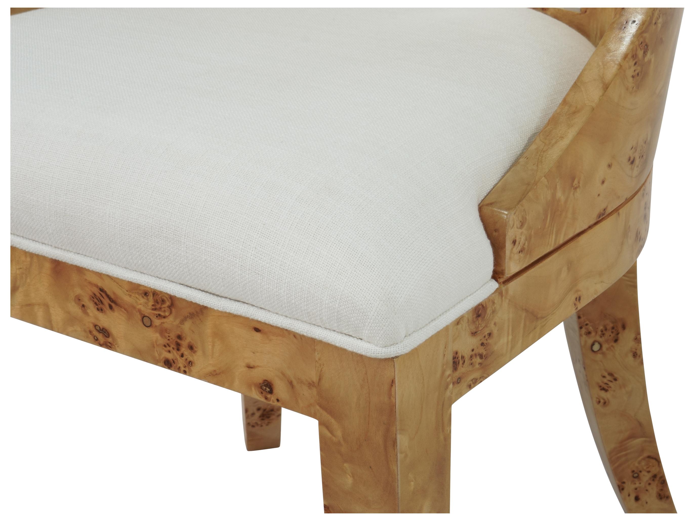 Worlds Away Burlwood Brown Upholstered Arm Dining Chair