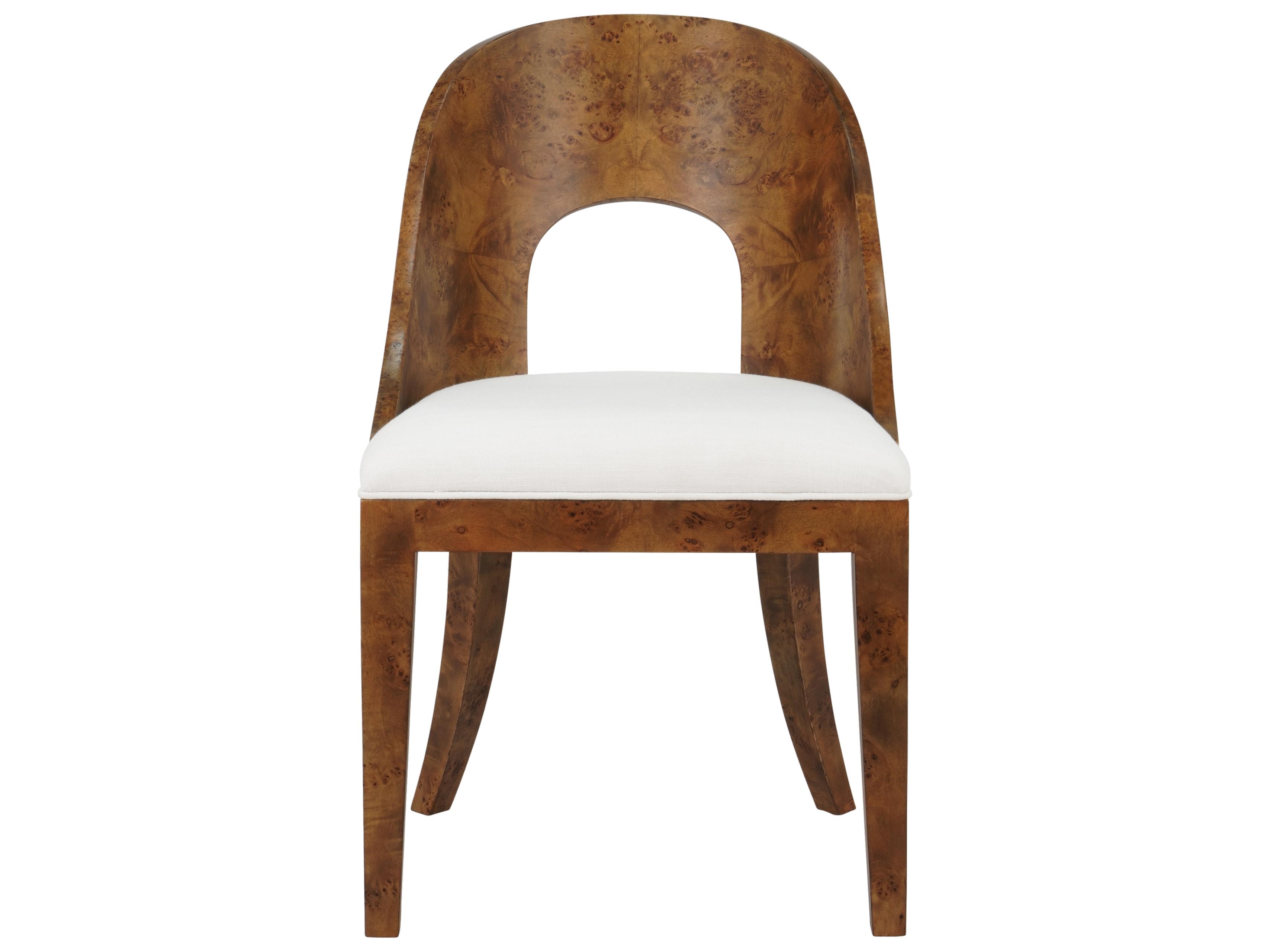Worlds Away Burlwood Brown Upholstered Arm Dining Chair