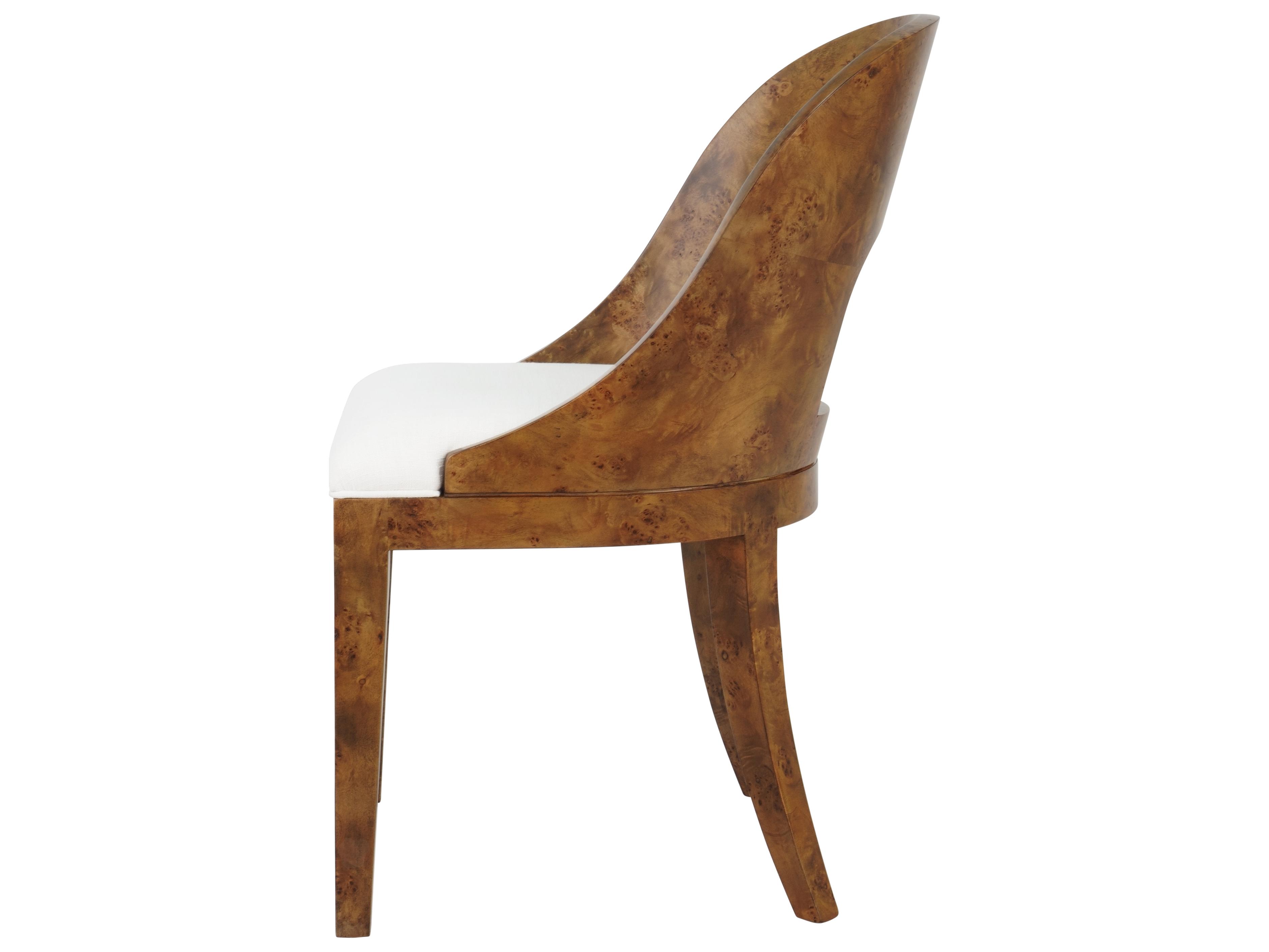 Worlds Away Burlwood Brown Upholstered Arm Dining Chair