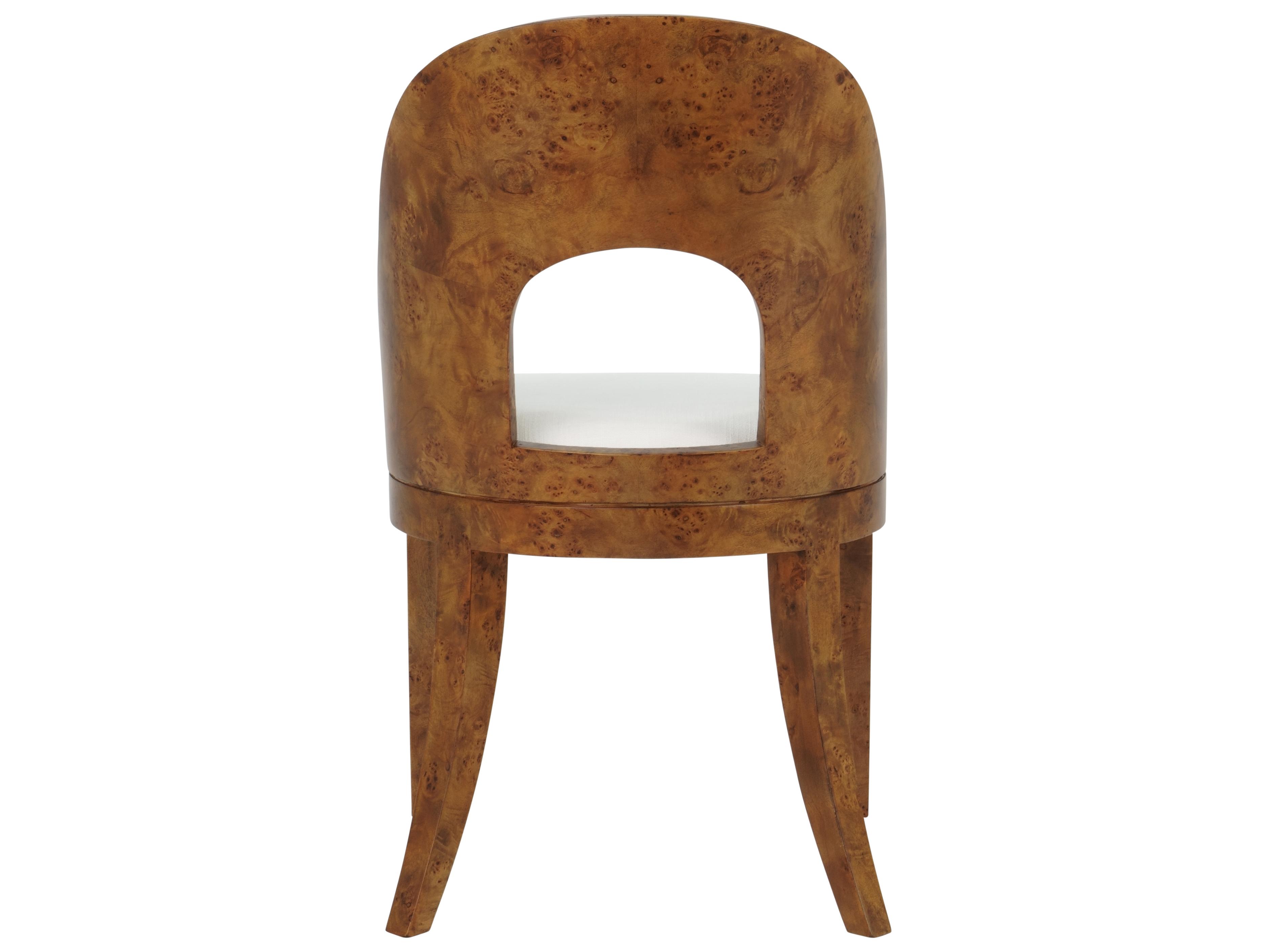 Worlds Away Burlwood Brown Upholstered Arm Dining Chair