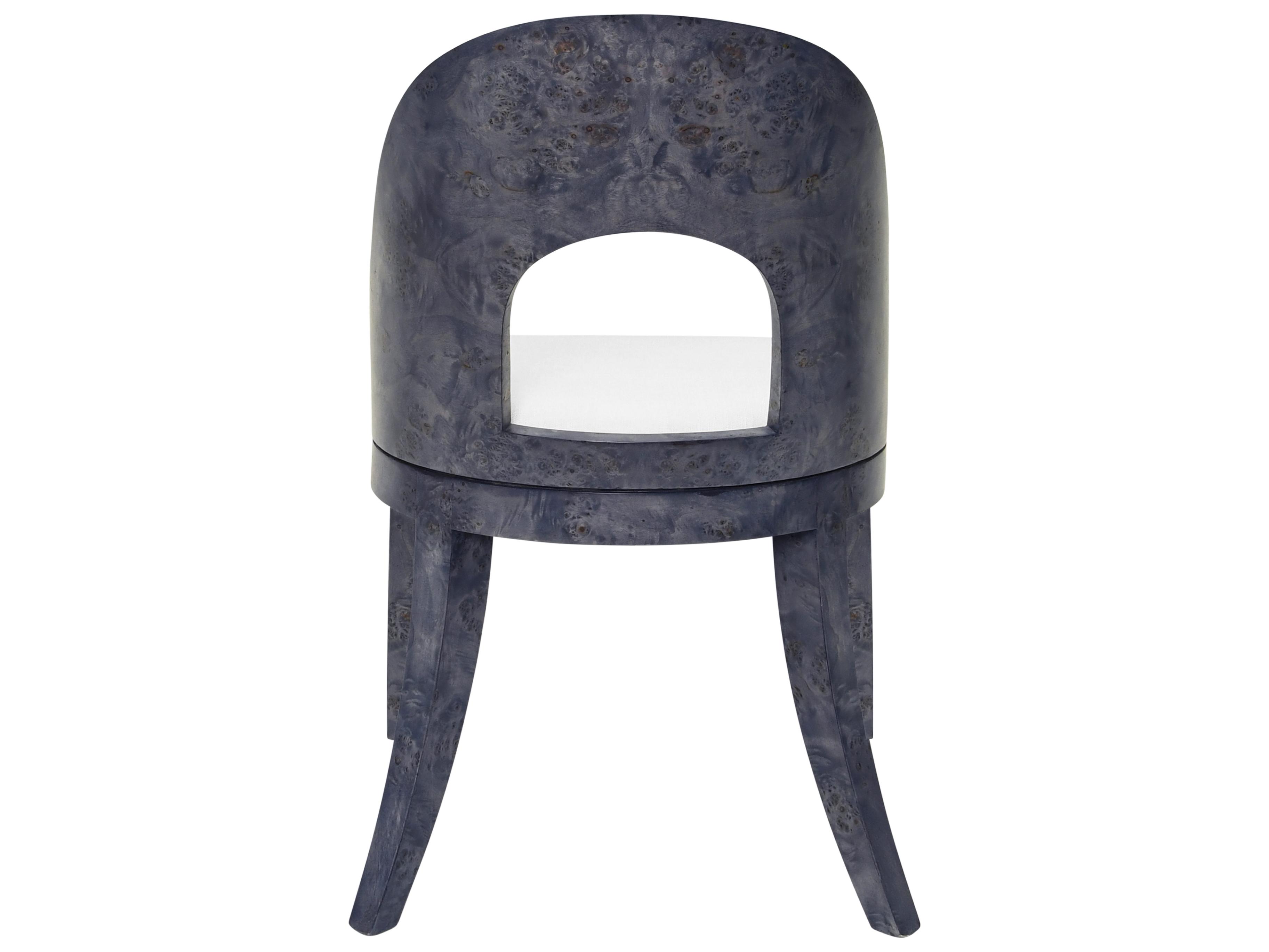 Worlds Away Burlwood Black Upholstered Arm Dining Chair