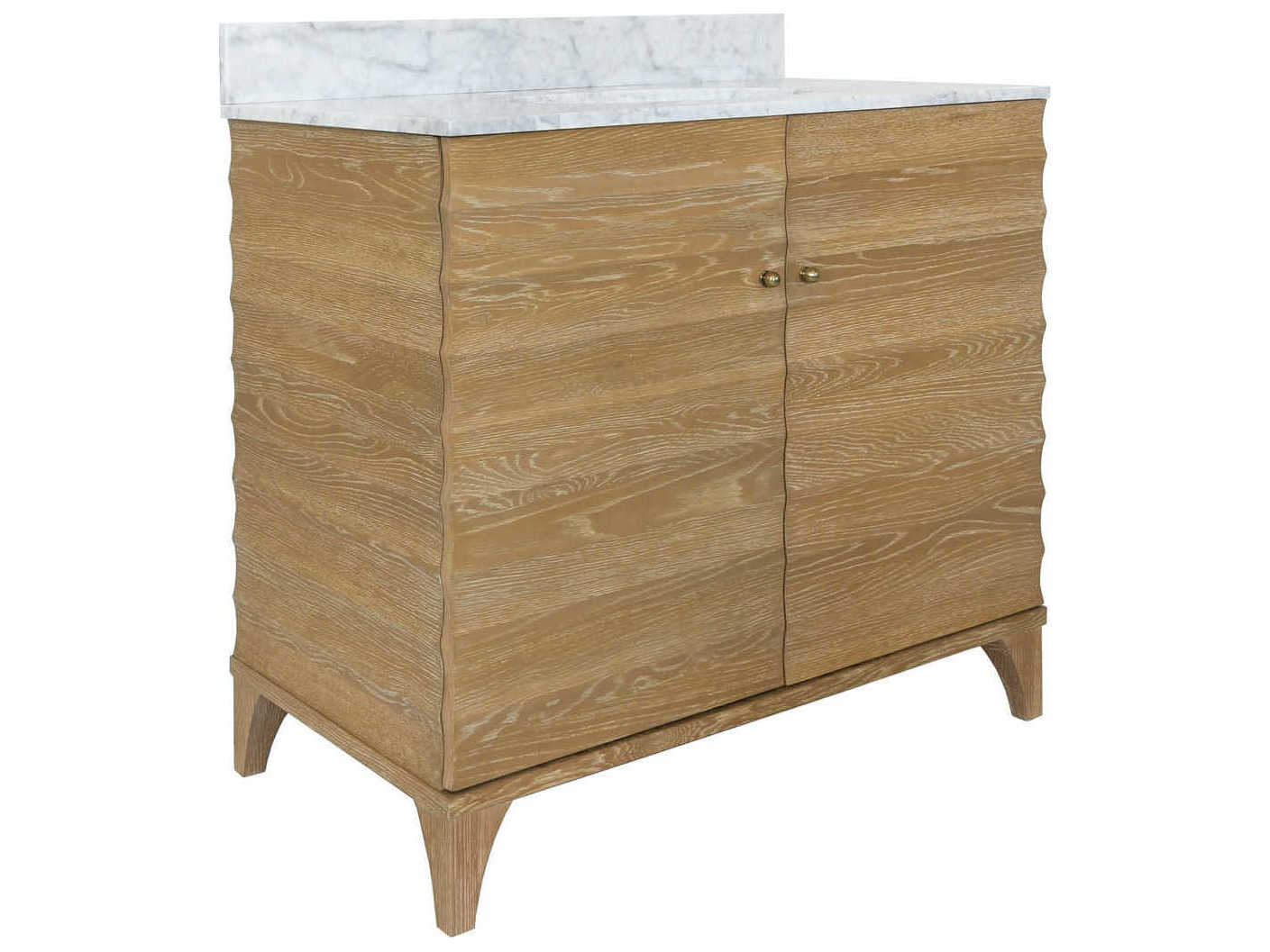 Worlds Away White Carrara Marble / Cerused Oak Vanity