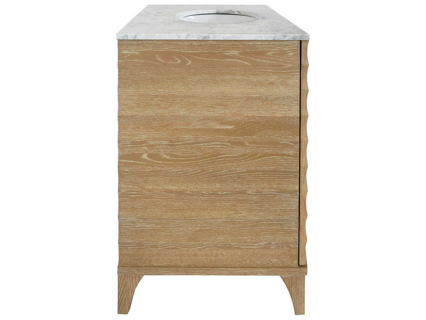 Worlds Away White Carrara Marble / Cerused Oak Vanity