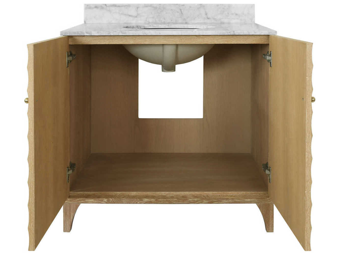 Worlds Away White Carrara Marble / Cerused Oak Vanity
