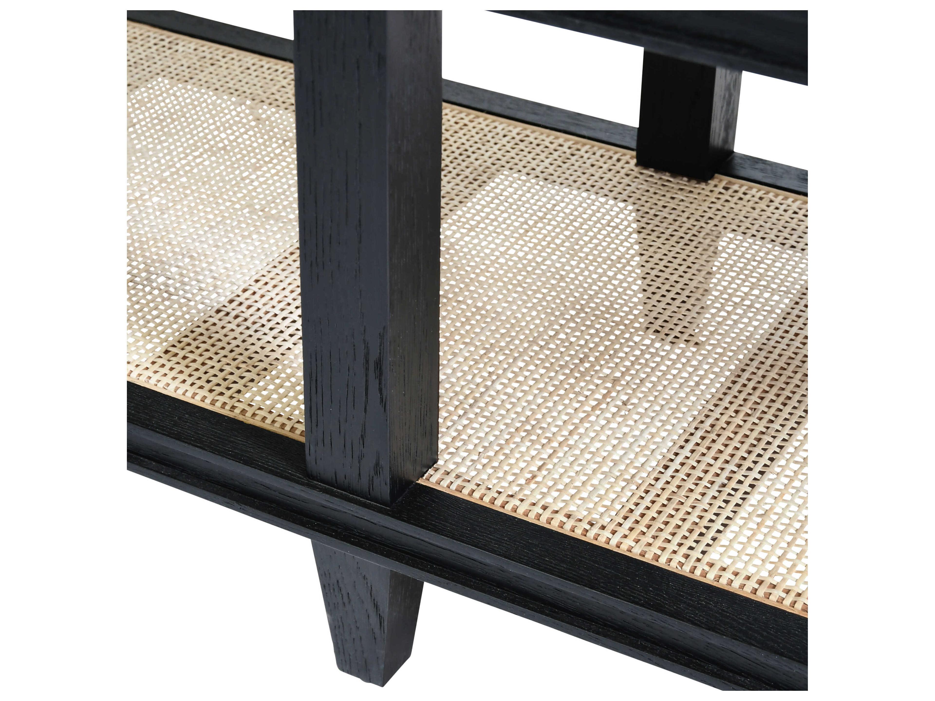 Worlds Away Rectangular Wood Black Oak Console Table