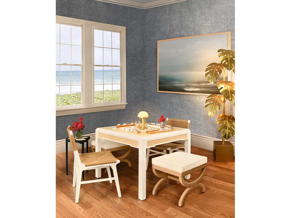 Worlds Away Robin White Solid Wood Brown Dining Table