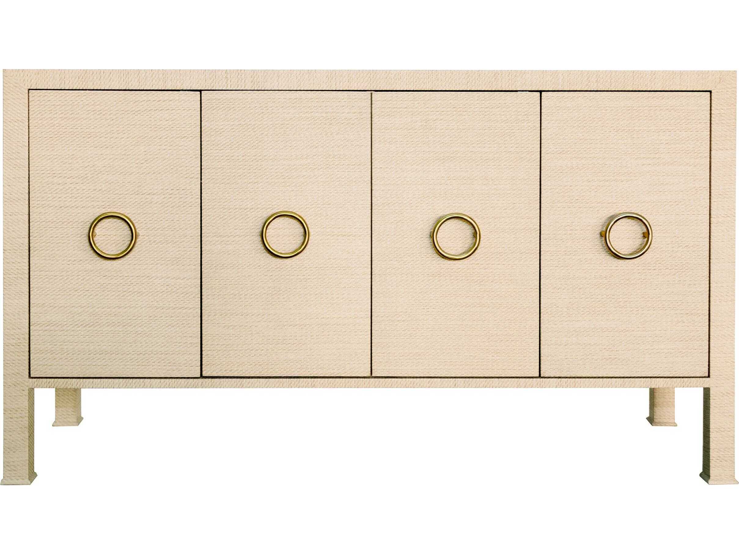 Worlds Away 58" Natural Grasscloth Antique Brass Sideboard