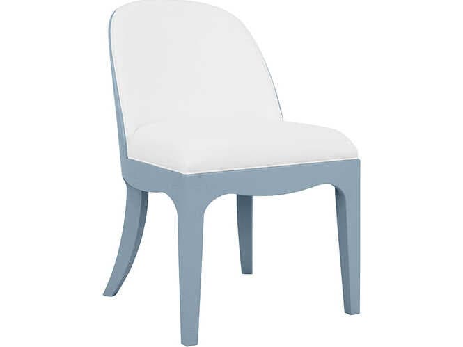 Worlds Away Sadie Blue Upholstered Armless Dining Chair