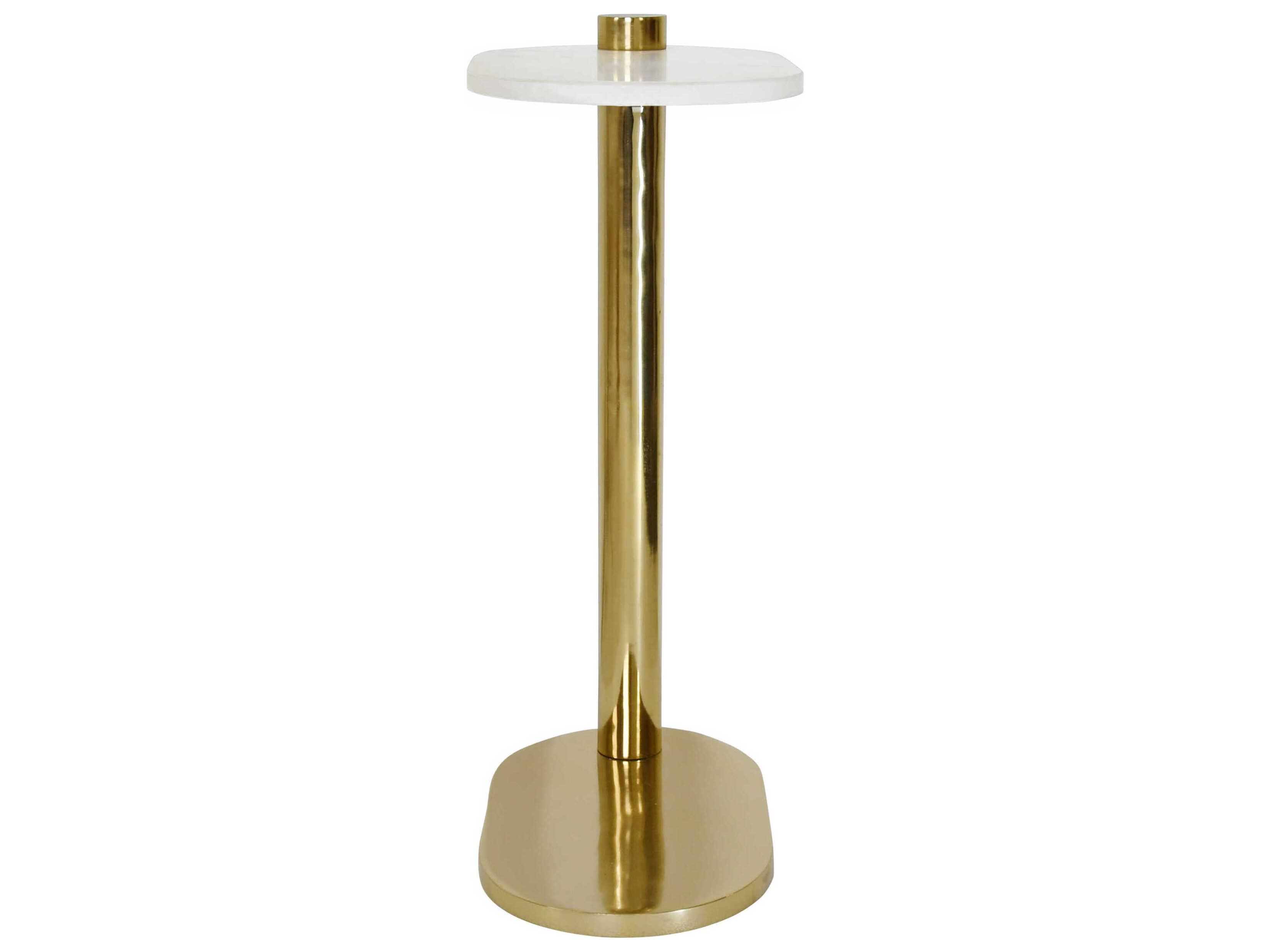 Worlds Away Racetrack C Oval Marble Brass White End Table