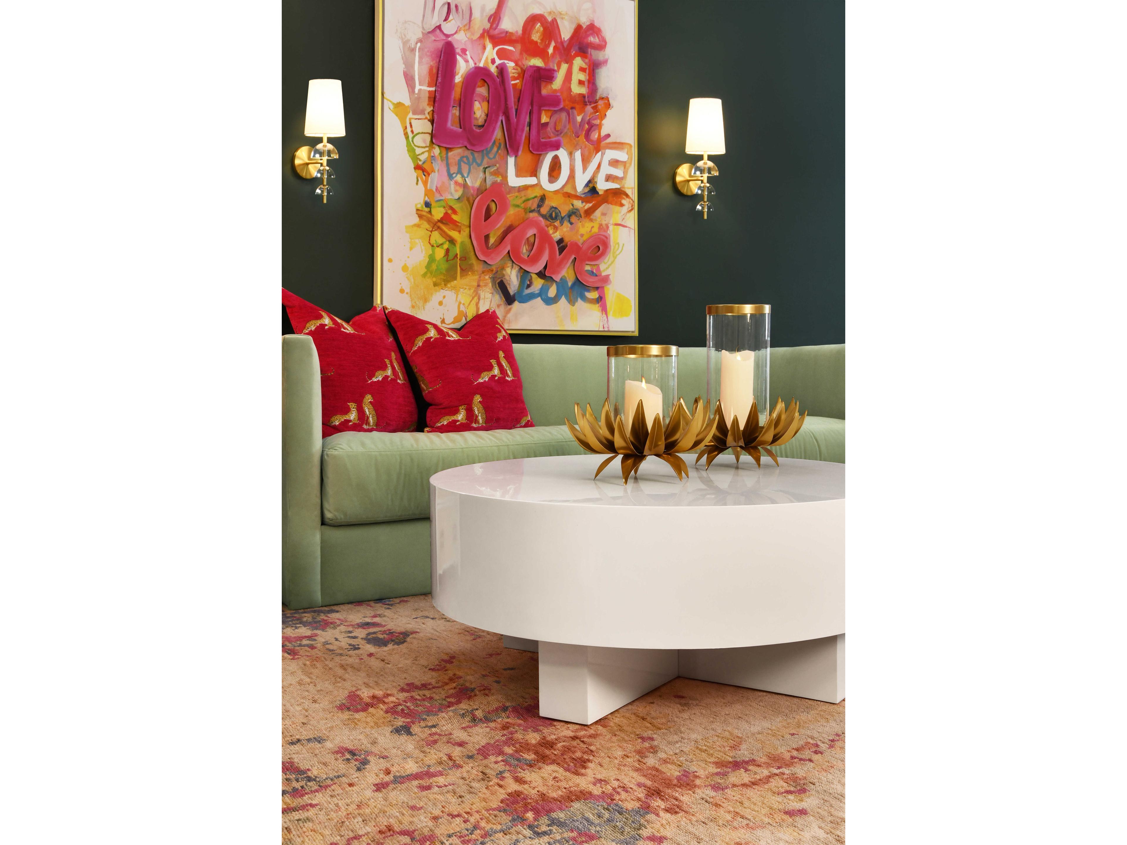 Worlds Away Sirius Small Palm Tree Hurricane in Brass Glass Candle Holder