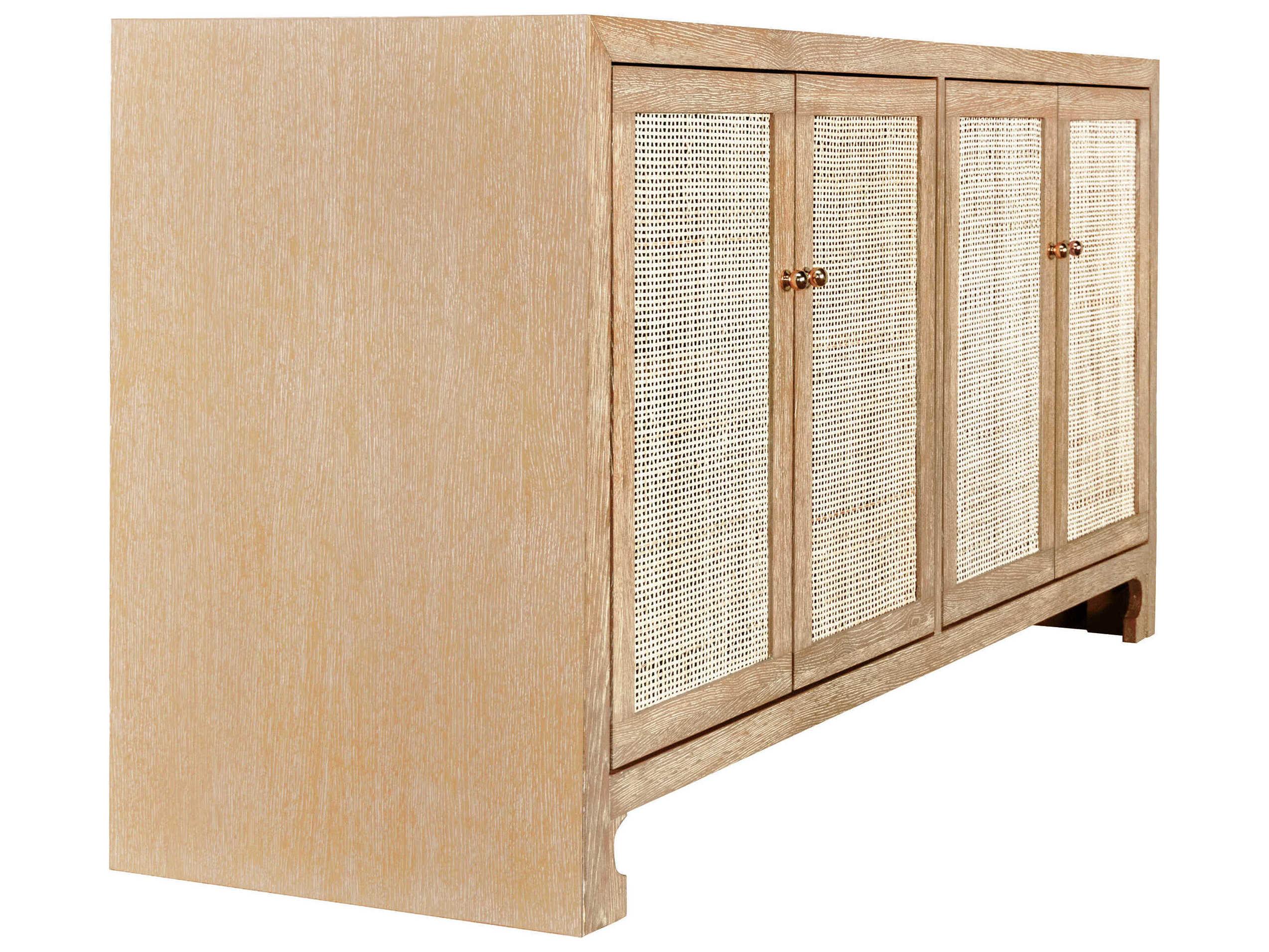 Worlds Away 58" Oak Wood Cerused Sideboard