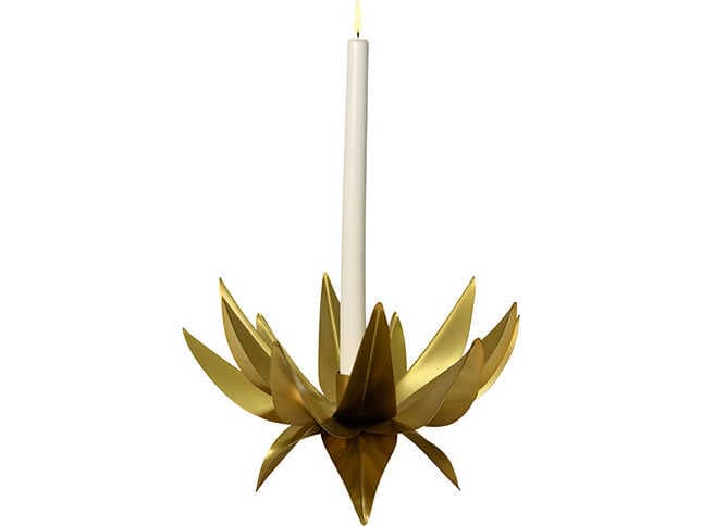 Worlds Away Sparky Palm Tree Brass Candle Holder