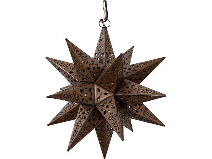 Worlds Away Tin Star Brown Sputnik Pendant