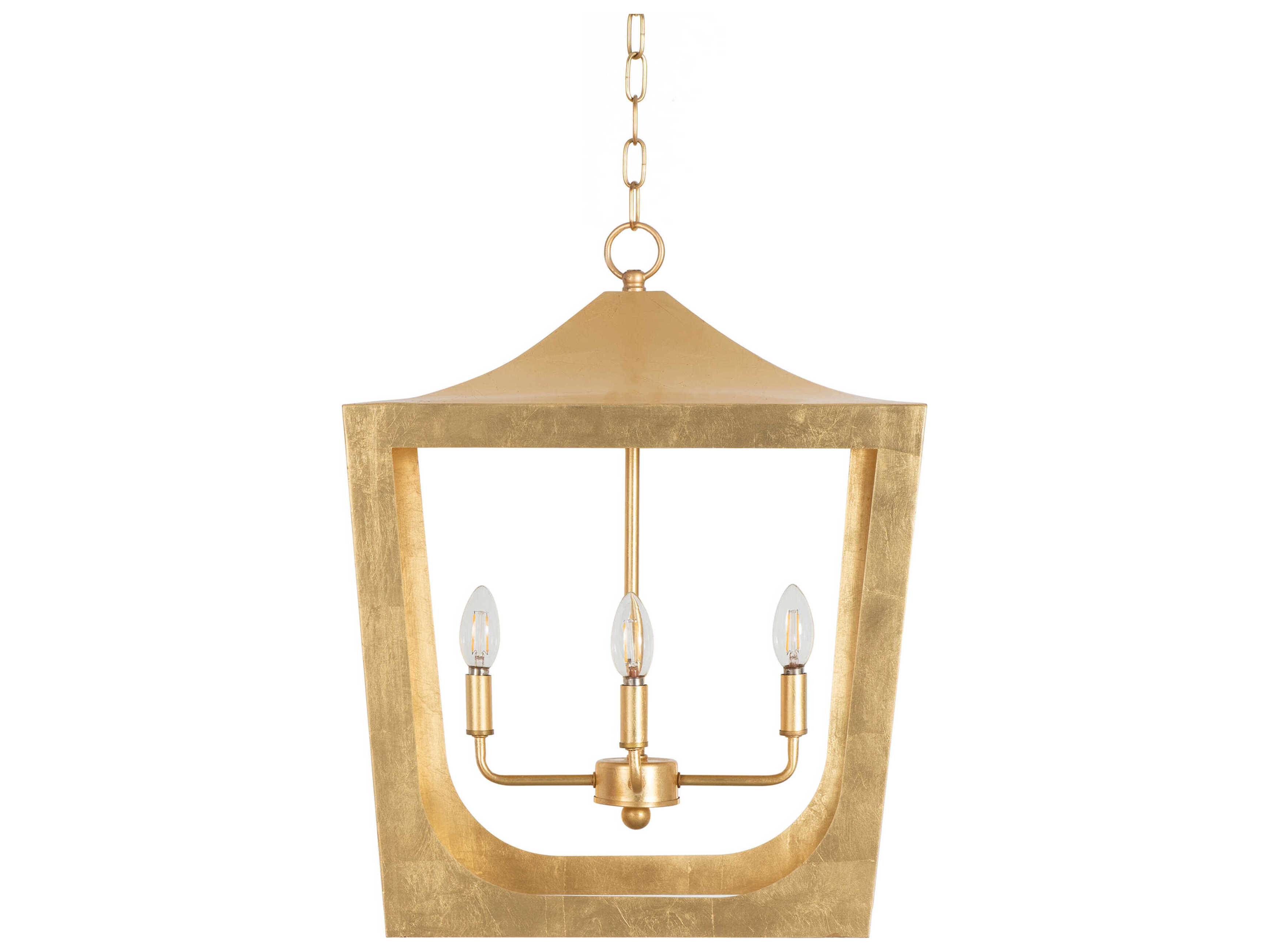 Worlds Away 4-Light Gold Leaf Candelabra Lantern Chandelier
