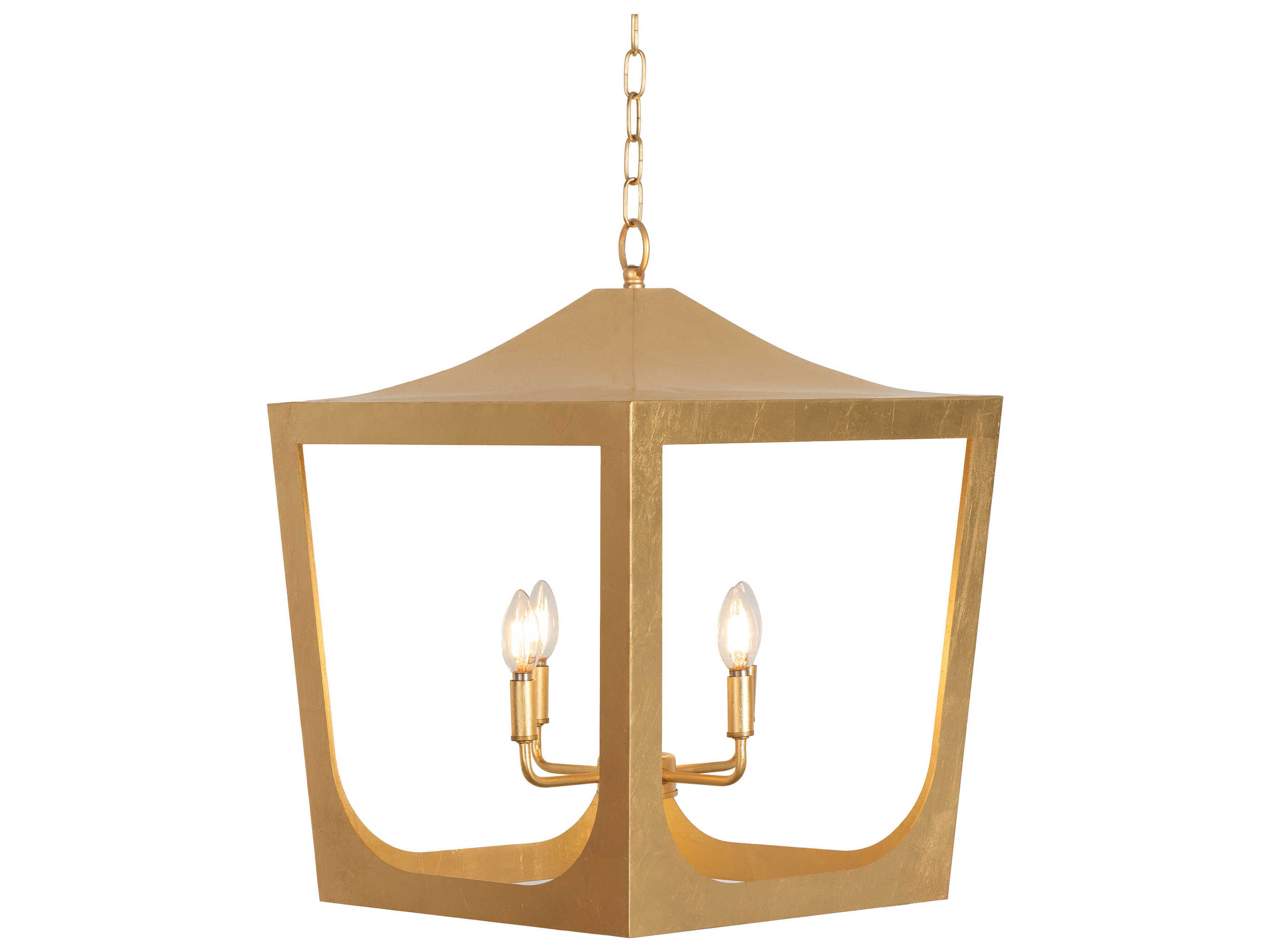 Worlds Away 4-Light Gold Leaf Candelabra Lantern Chandelier
