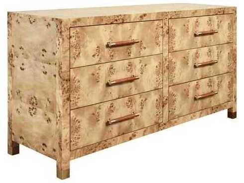 Worlds Away 6-Drawers Brown Burlwood Double Dresser