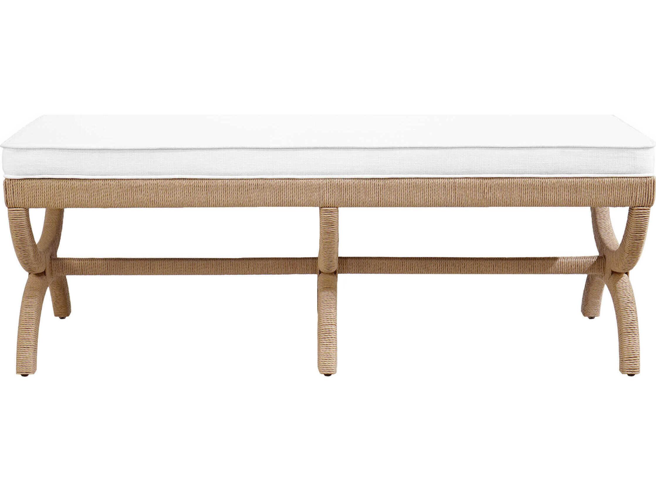 Worlds Away Rope Brown Upholstered Accent Bench