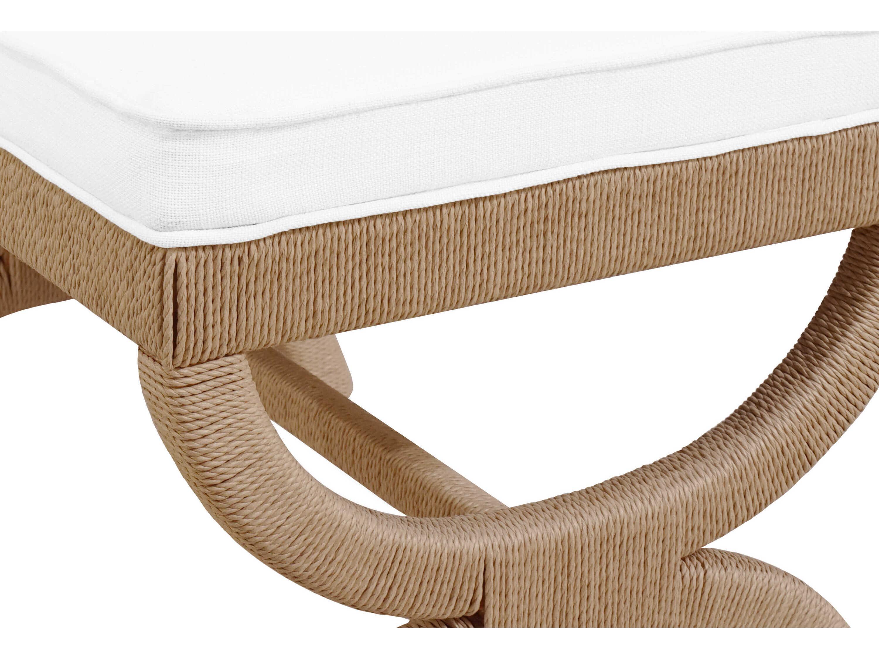 Worlds Away Rope Brown Upholstered Accent Bench