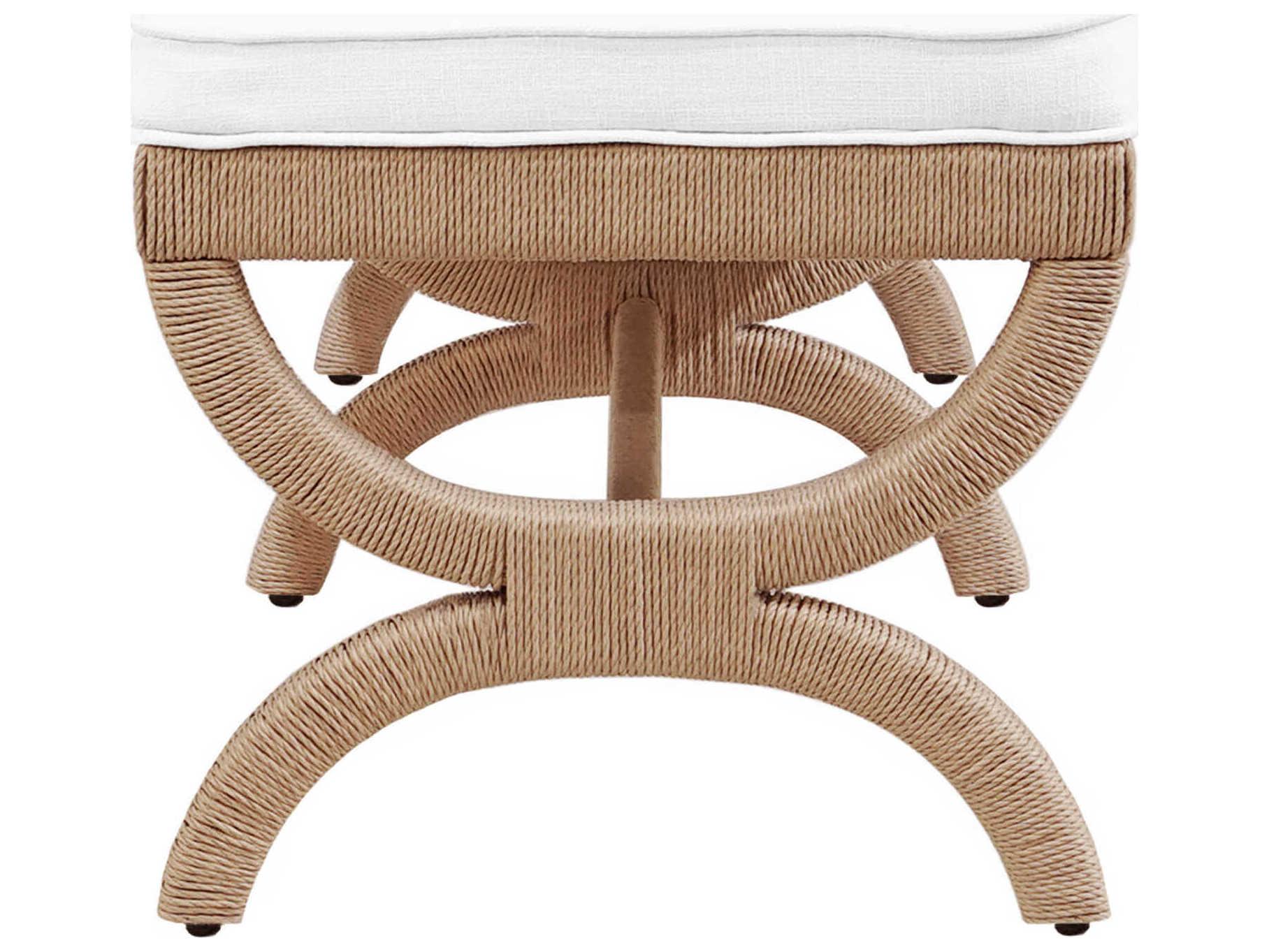 Worlds Away Rope Brown Upholstered Accent Bench