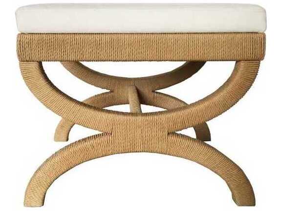 Worlds Away Brown Upholstered Accent Stool