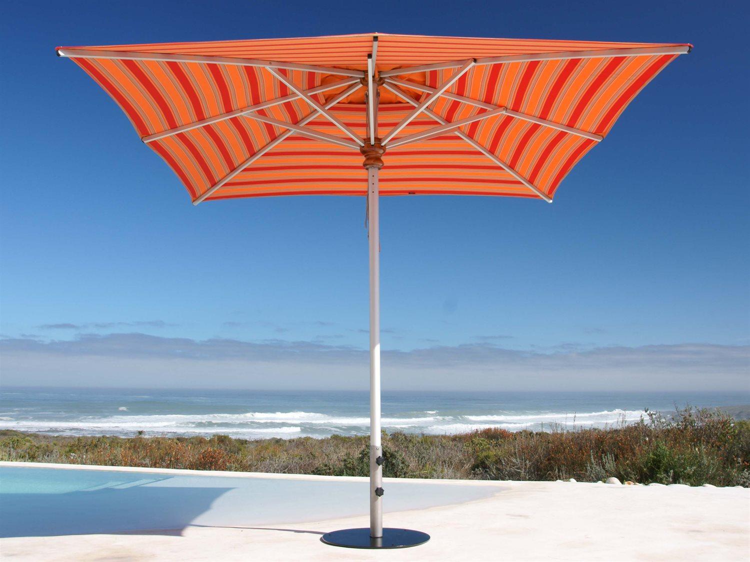 Woodline Shade Solutions Bravura Aluminum 11.5 Foot Square Pulley Lift Outdoor Umbrella