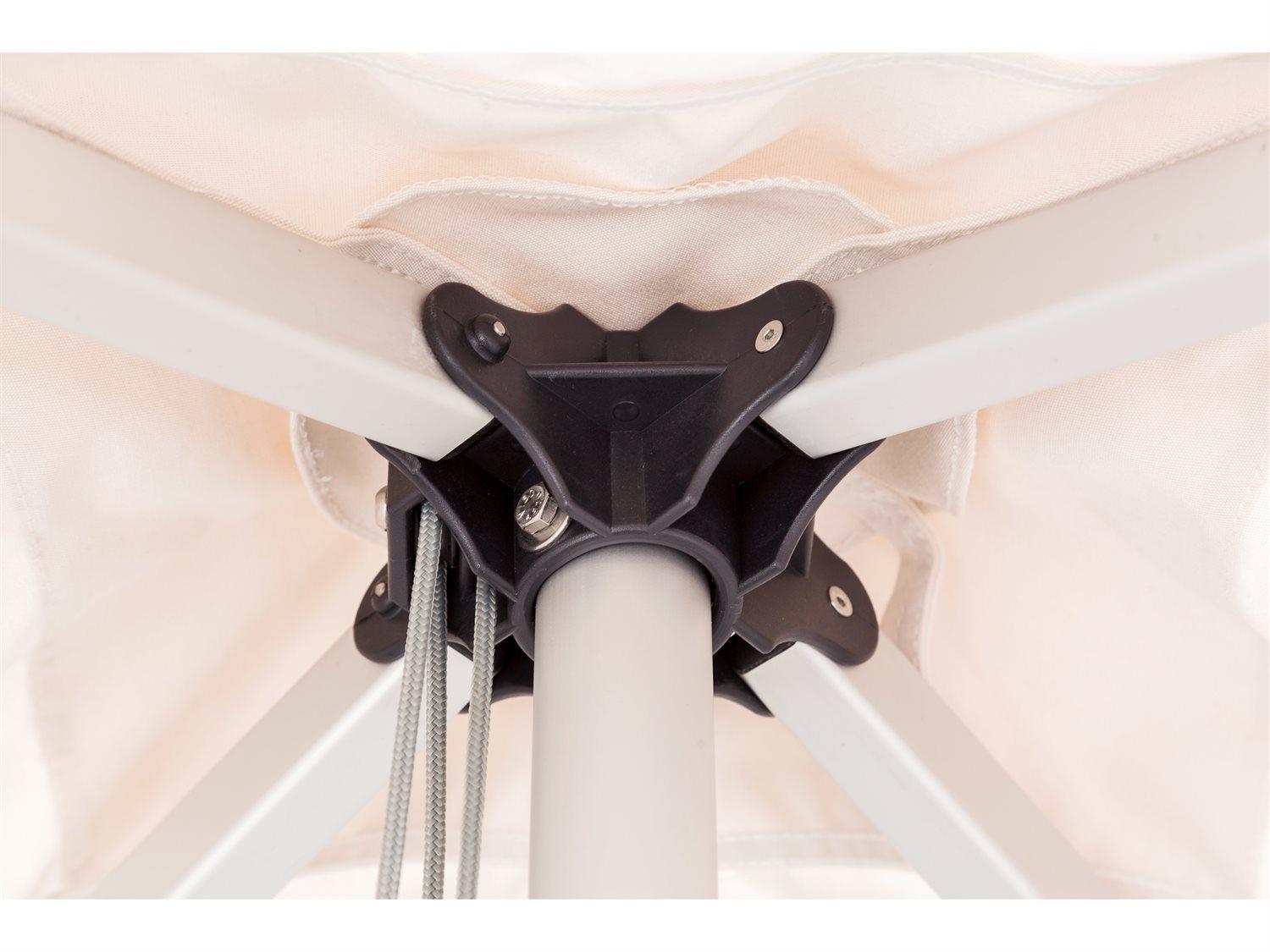 Woodline Shade Solutions Mistral Aluminum 8.9 Foot Hexagon Pulley Lift Patio Umbrella