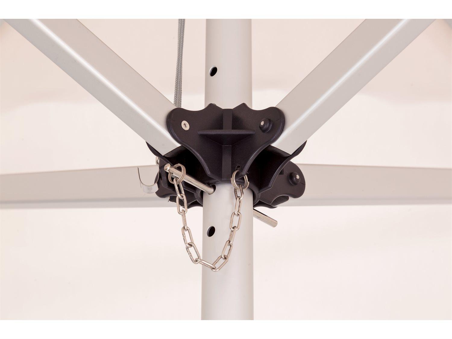 Woodline Shade Solutions Mistral Aluminum 8.9 Foot Hexagon Pulley Lift Patio Umbrella