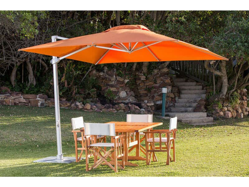 Woodline Shade Solutions Pavone 10 Foot Square Outdoor Patio Umbrella with Grip Handle