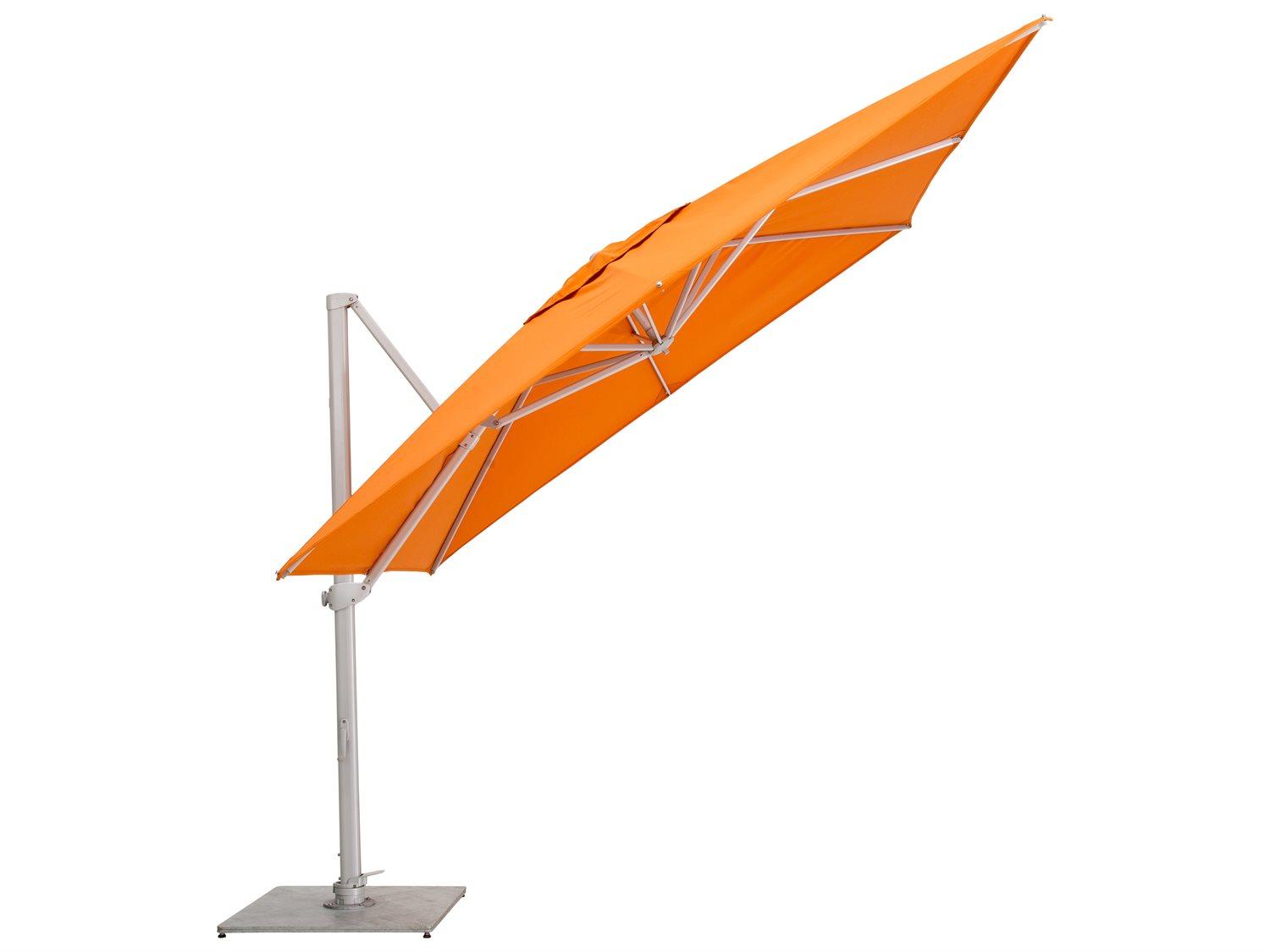 Woodline Shade Solutions Pavone Aluminum Cantilever 9.8 Foot Square Crank Lift Patio Umbrella