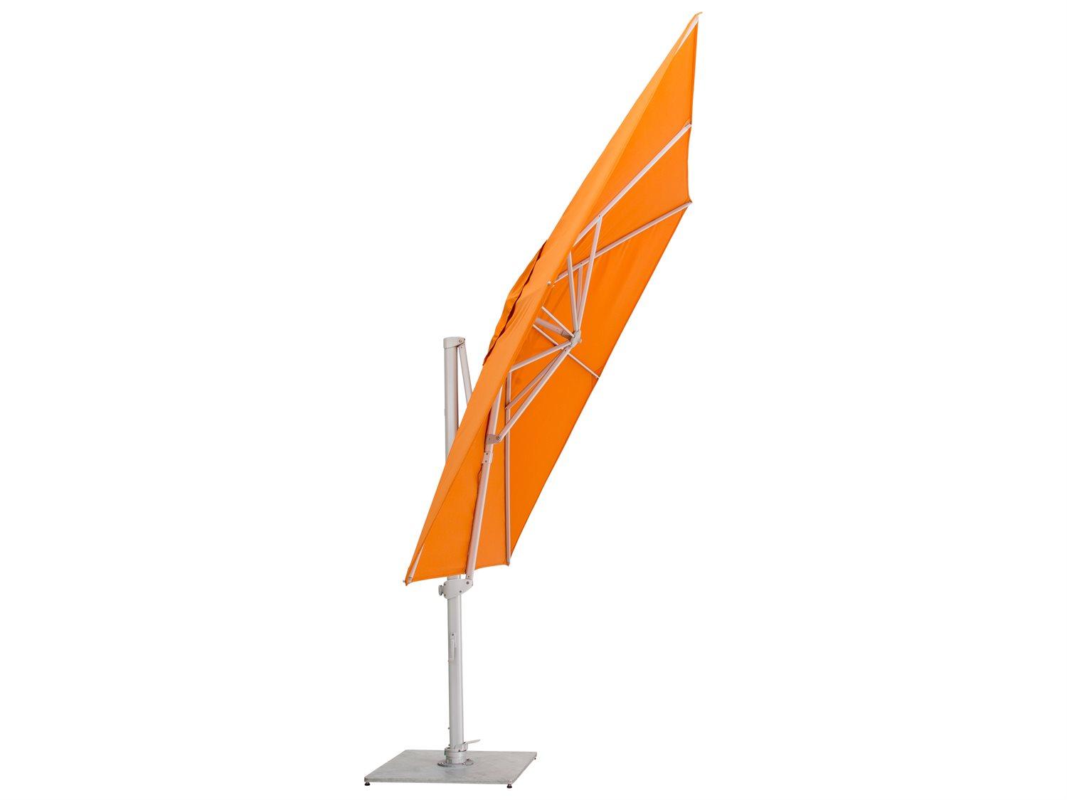 Woodline Shade Solutions Pavone Aluminum Cantilever 9.8 Foot Square Crank Lift Patio Umbrella