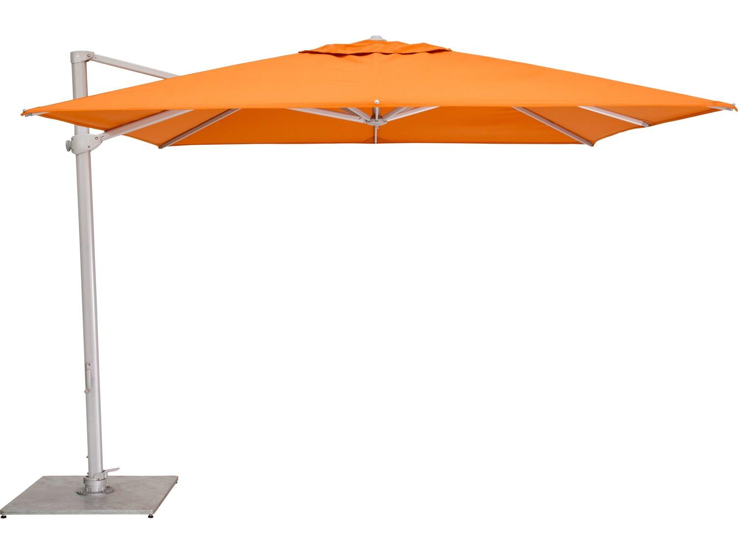 Woodline Shade Solutions Pavone Aluminum Cantilever 9.8 Foot Square Crank Lift Patio Umbrella