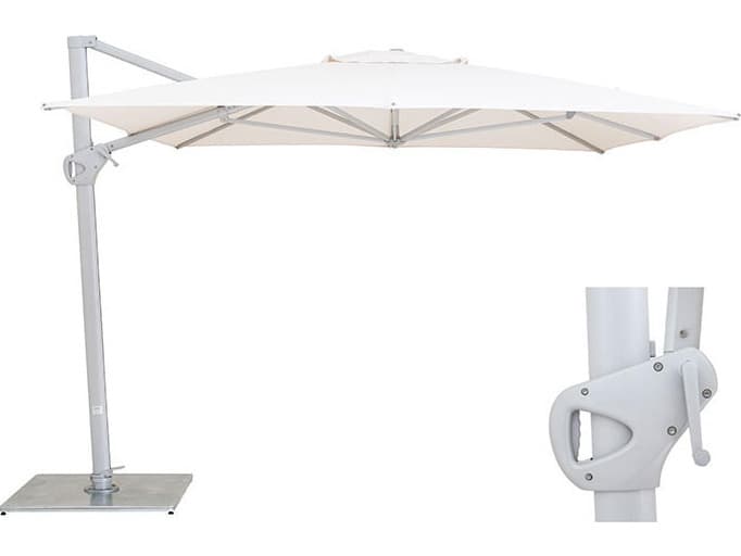 Woodline Shade Solutions Pavone 10 x 13 Foot Rectangular Outdoor Umbrella with Grip Handle