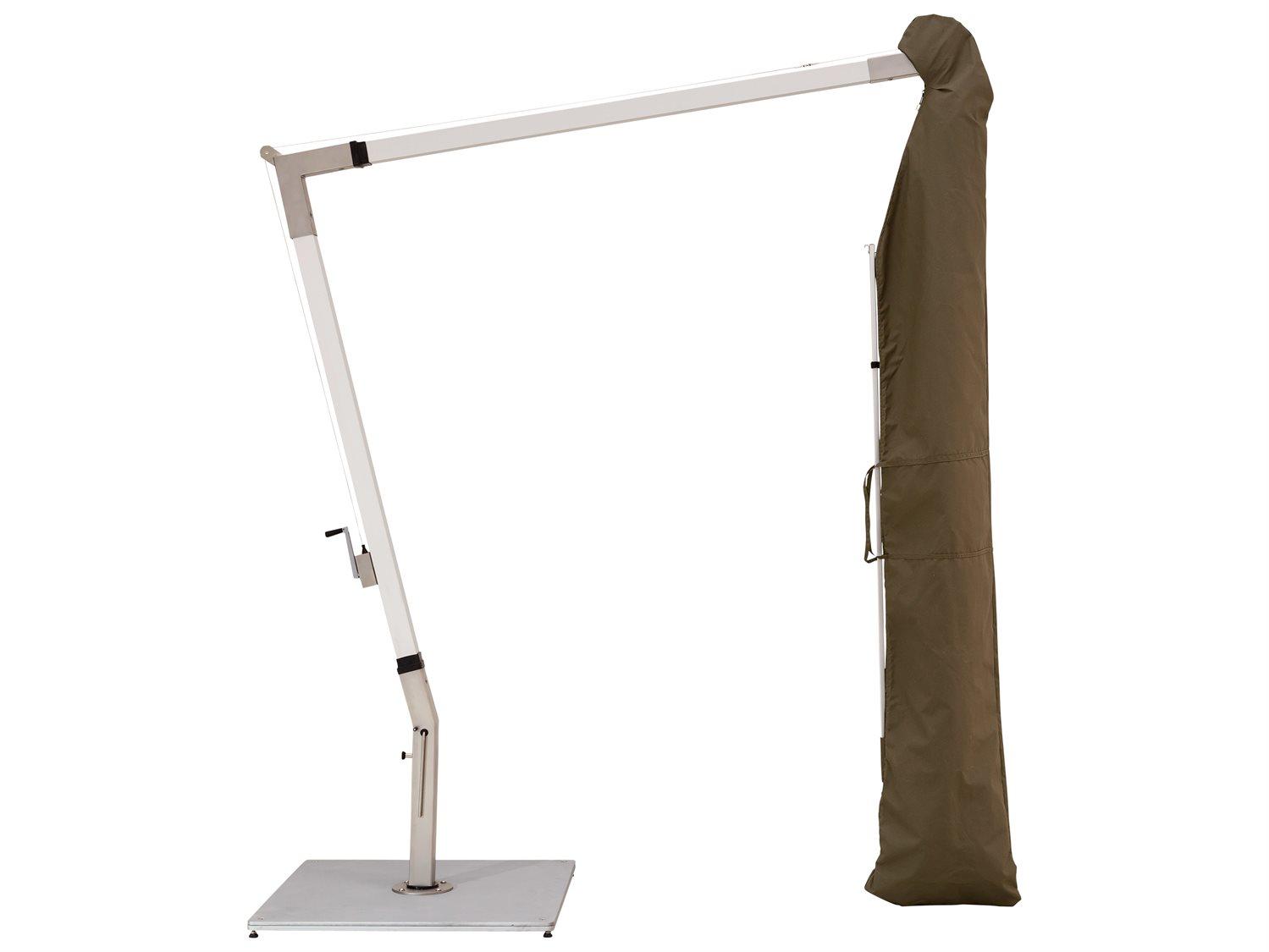 Woodline Shade Solutions Pendulum Aluminum Cantilever 11.5 Foot Square Crank Lift Outdoor Patio Umbrella