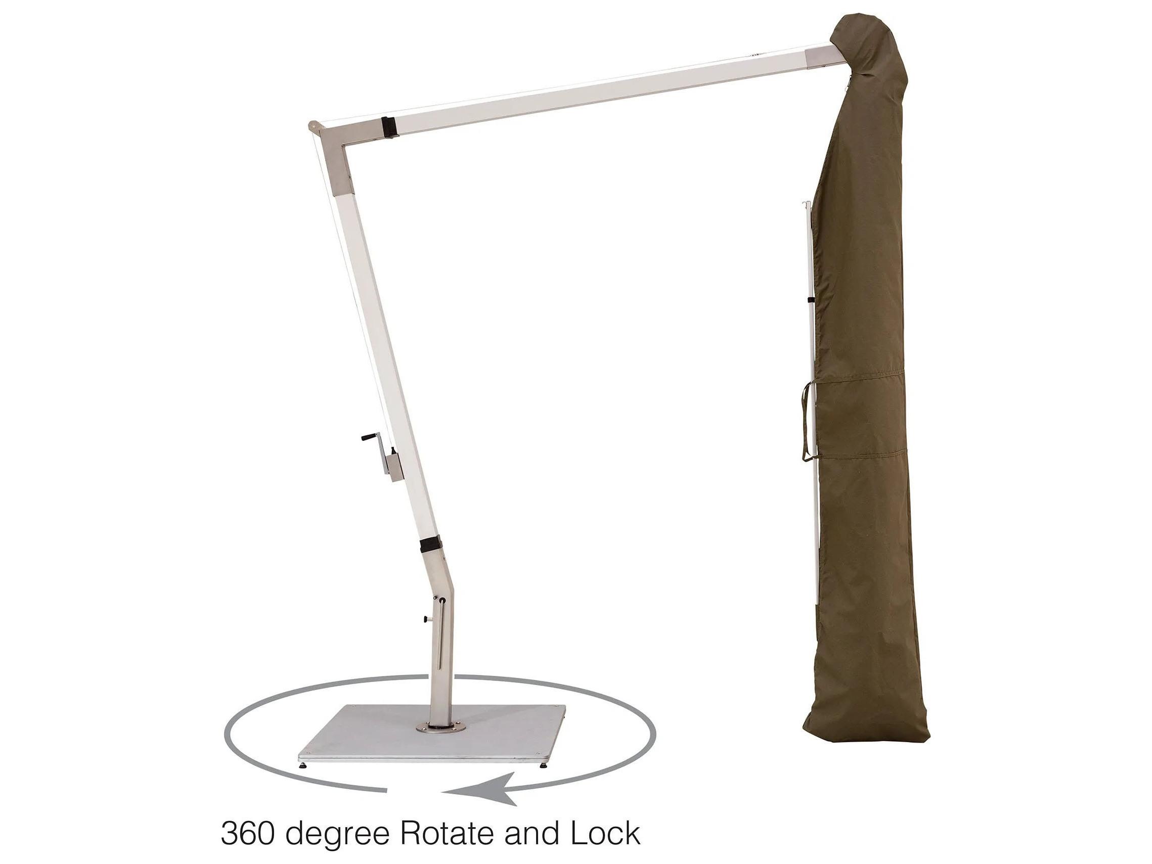 Woodline Shade Solutions Pendulum Aluminum Cantilever 13 Foot Octagon Crank Lift Patio Umbrella