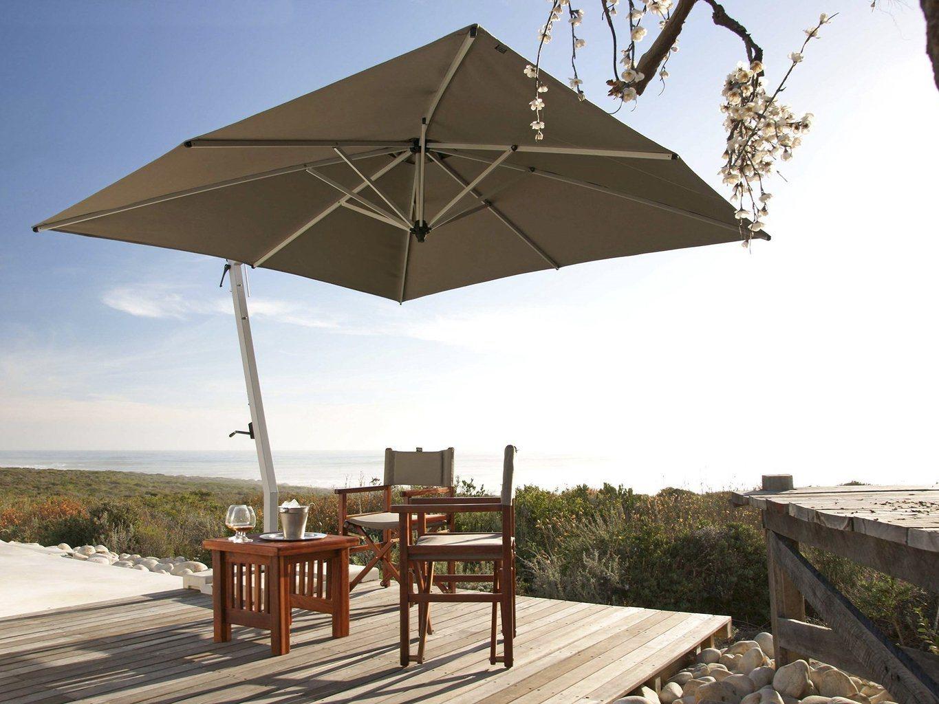 Woodline Shade Solutions Picollo Aluminum Cantilever 9.8 Foot Square Crank Lift Outdoor Umbrella