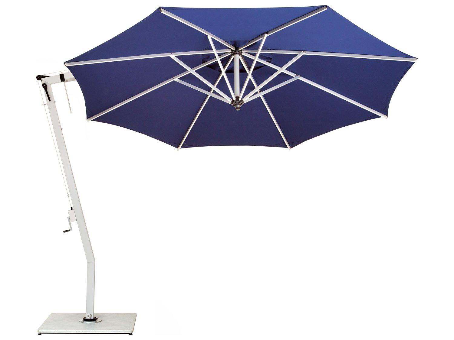 Woodline Shade Solutions Picollo Aluminum Cantilever 9.8 Foot Square Crank Lift Outdoor Umbrella
