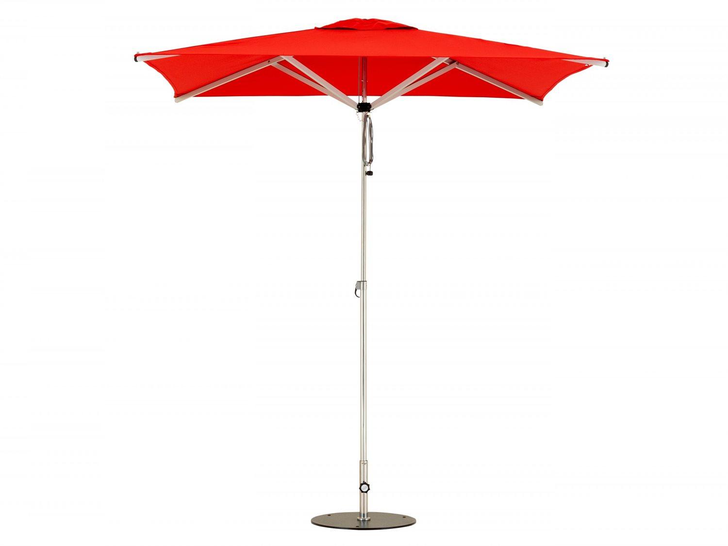 Woodline Shade Solutions Swift Stainless Steel Telescopic 6.6 Foot Square Pulley Lift Outdoor Patio Umbrella