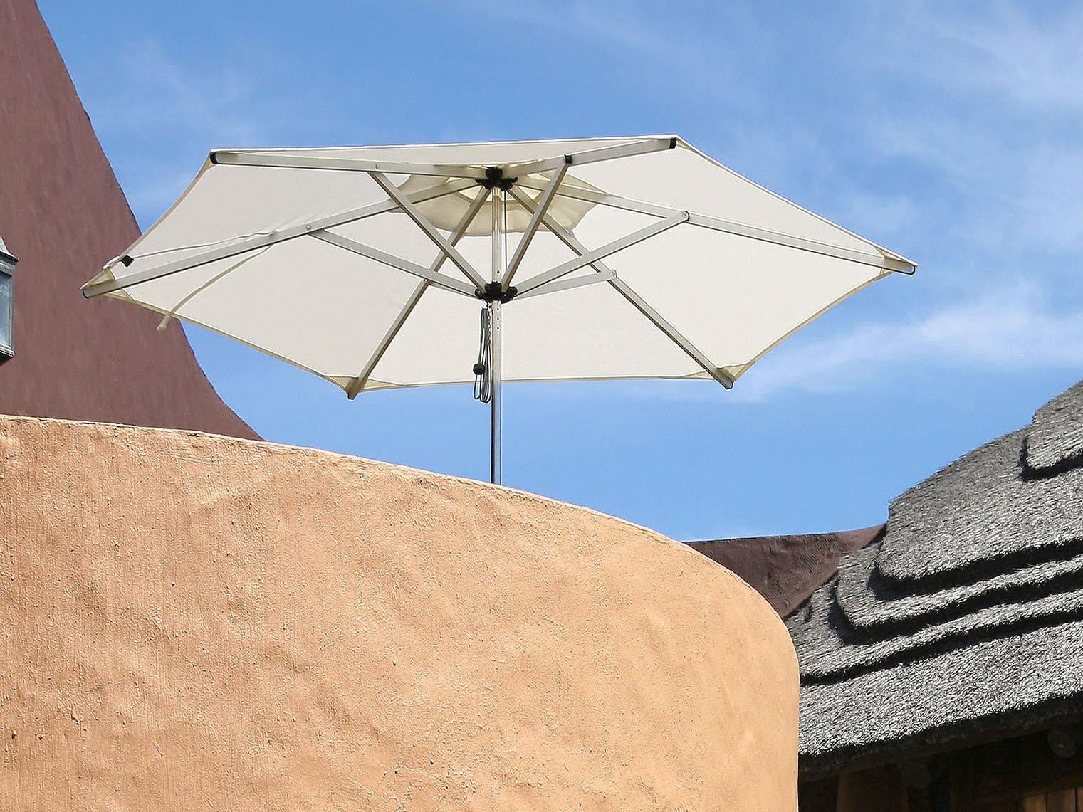 Woodline Shade Solutions Swift Stainless Steel NonTelescopic 6.6 Foot Square Pulley Lift Outdoor Umbrella