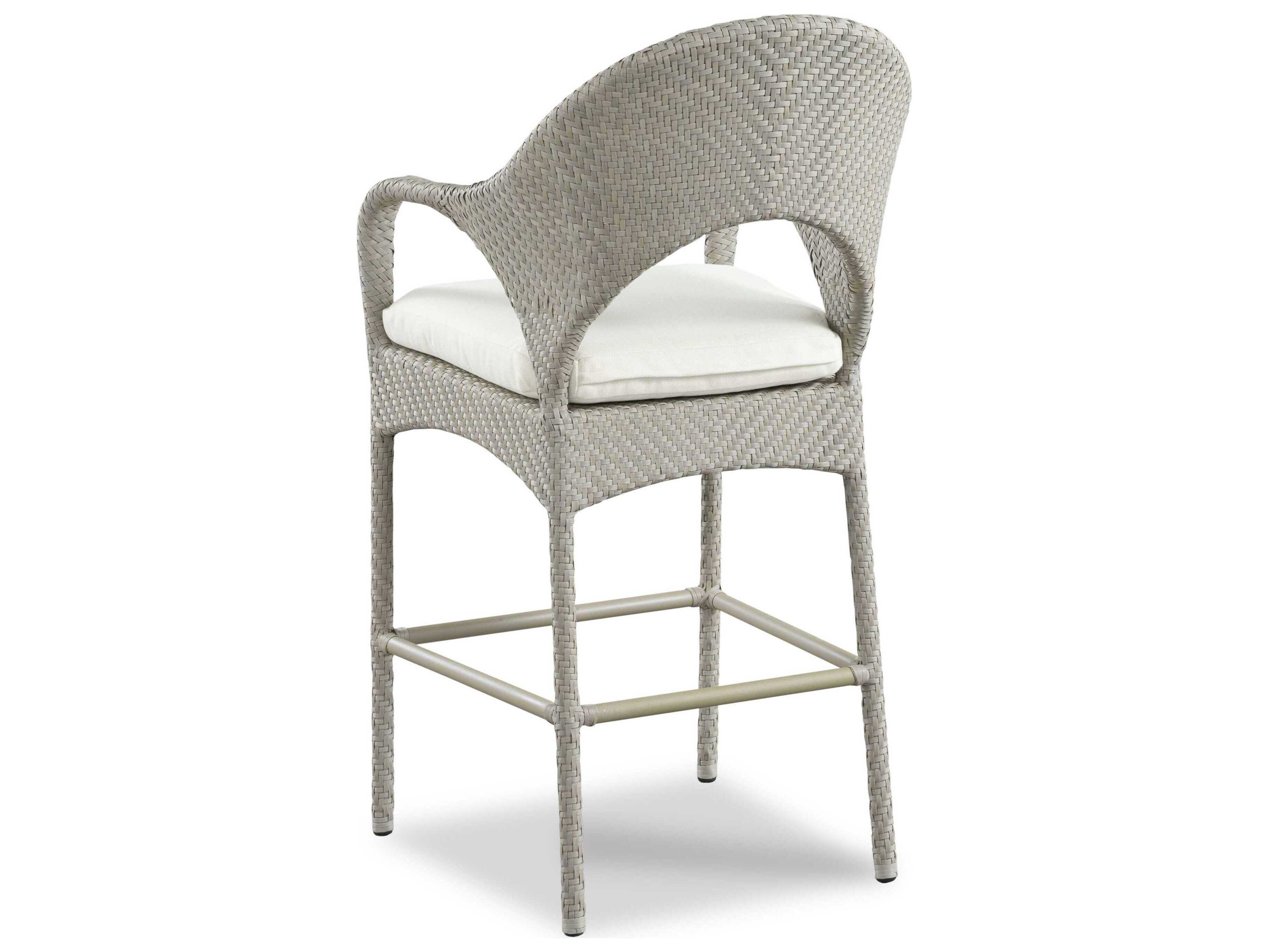 Woodbridge Outdoor Saint Lucia Floral Gray Aluminum Wicker Cushion Bar Stool