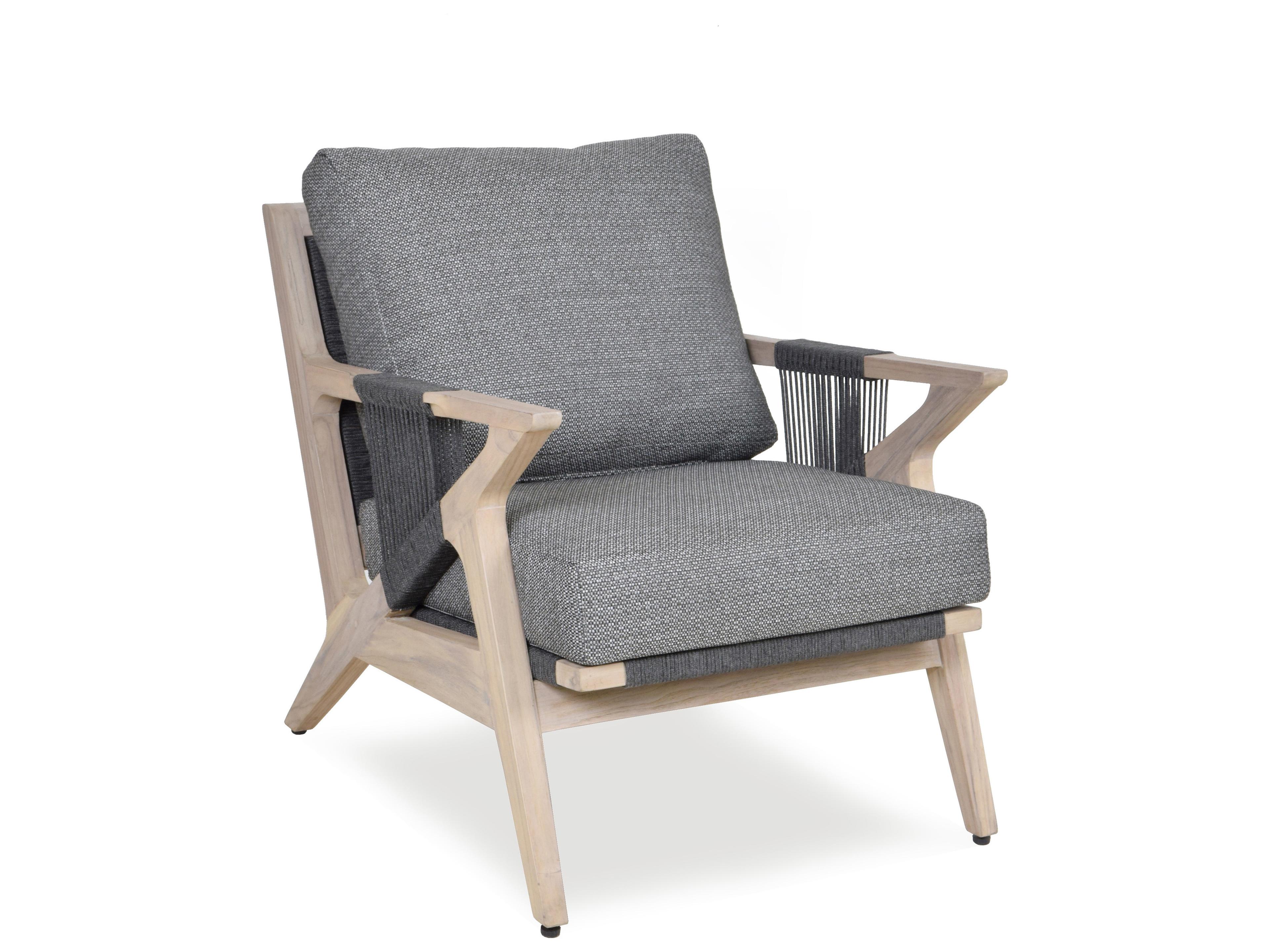 Woodbridge Outdoor Weathered Teak Recycled Plastic Cushion Lounge Chair