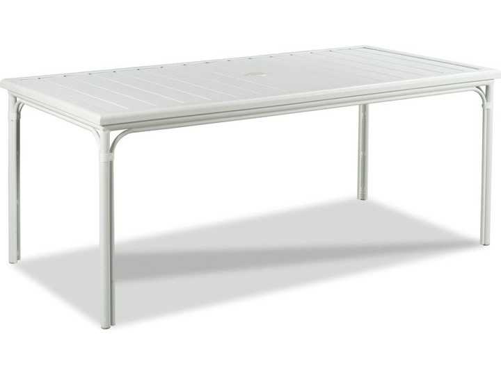 Woodbridge Outdoor Carlyle Cloud White Aluminum Rectangular Umbrella Hole Dining Table