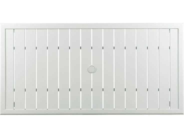 Woodbridge Outdoor Carlyle Cloud White Aluminum Rectangular Umbrella Hole Dining Table