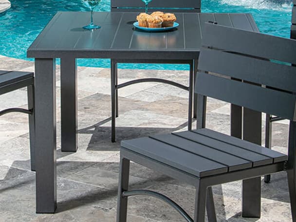 Windward Design Group Apollo Aluminum Square Patio Dining Table with Umbrella Hole
