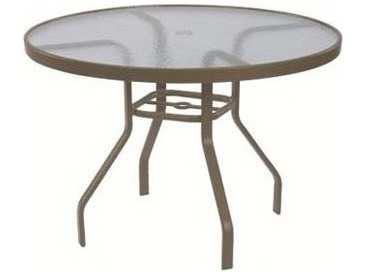 Windward Design Group Glass Top Aluminum Round Outdoor Dining Table