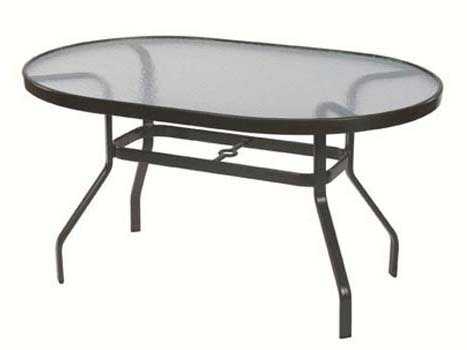 Windward Design Group Glass Top Aluminum Oval Outdoor Patio Dining Table