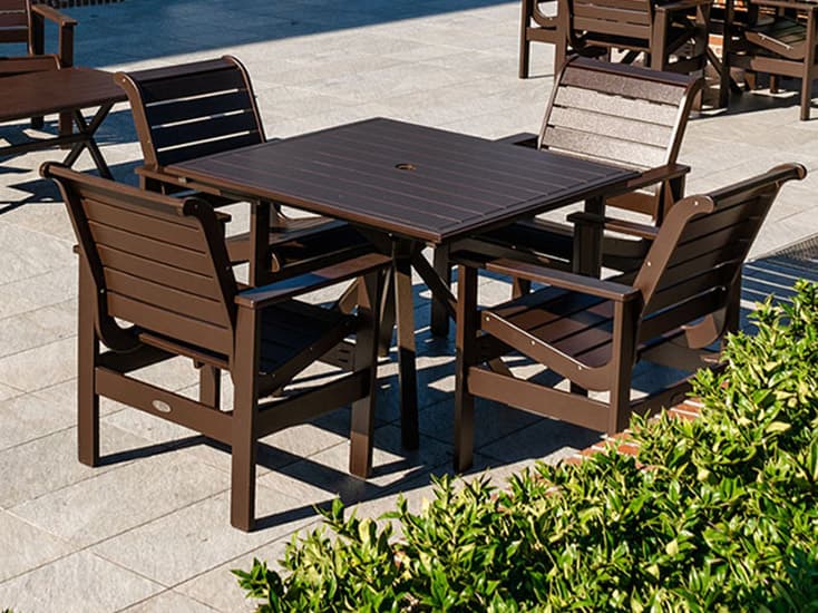 Windward Design Group Newport MGP Square Outdoor Dining Table with Umbrella Hole